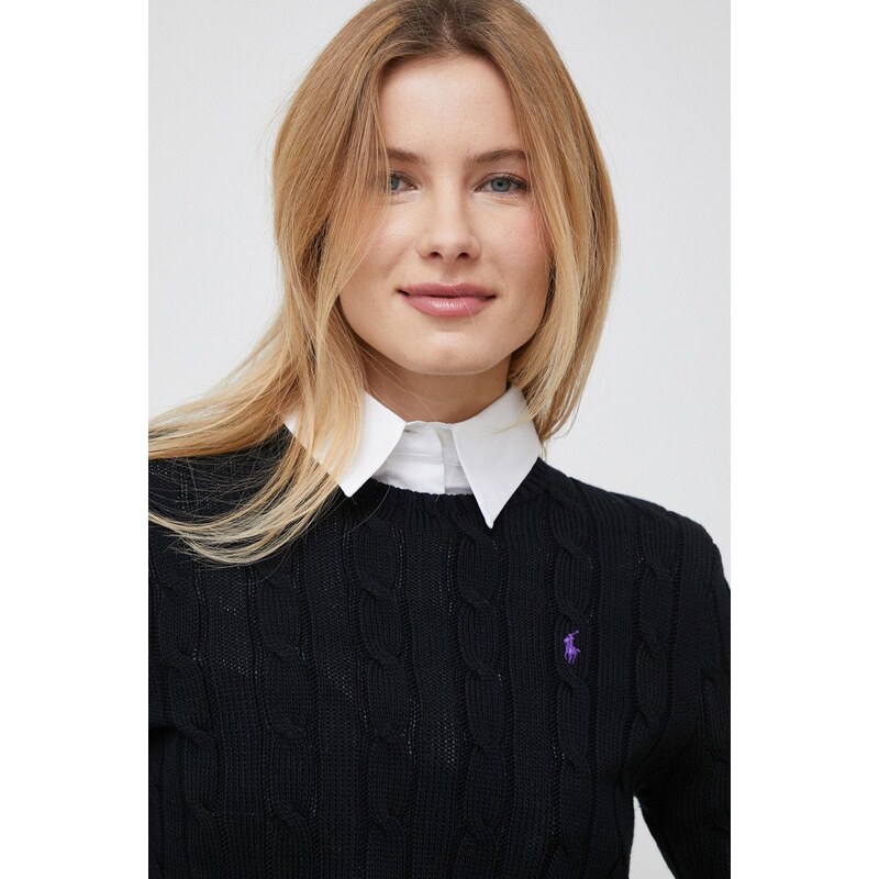 Βαμβακερό πουλόβερ Polo Ralph Lauren χρώμα: μαύρο