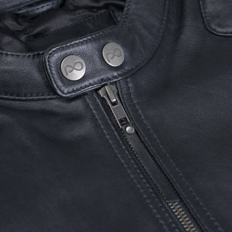 Prince Oliver Racer Jacket Μαύρο 100% Leather (Modern Fit)