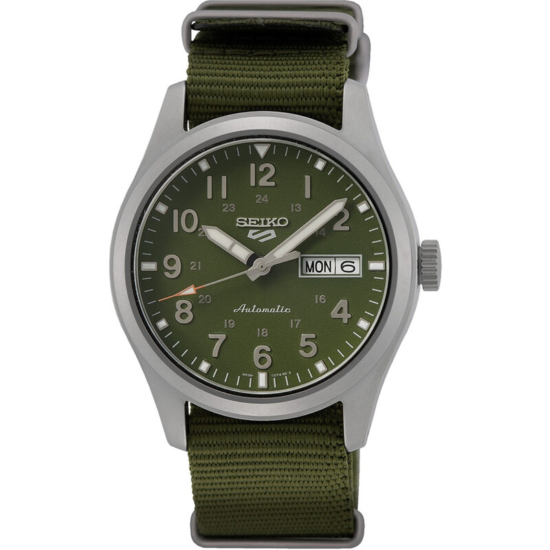 SEIKO 5 Sports Automatic - SRPG33K1F, Silver case with Green Fabric Strap