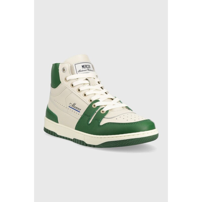 Δερμάτινα αθλητικά παπούτσια Mercer Amsterdam The Brooklyn High χρώμα: πράσινο