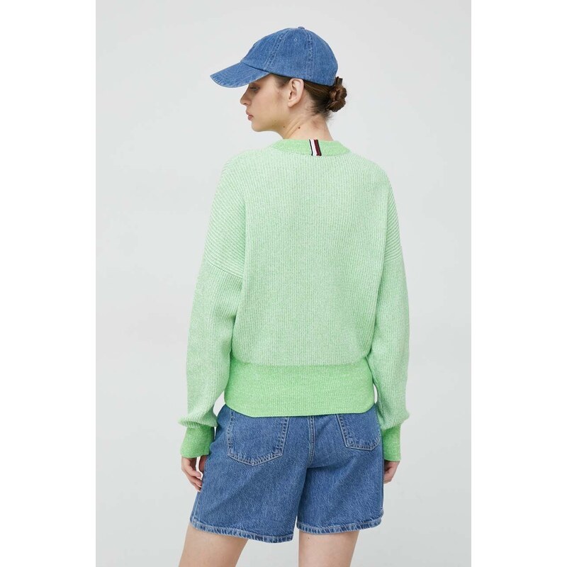 Βαμβακερό πουλόβερ Tommy Hilfiger χρώμα: πράσινο