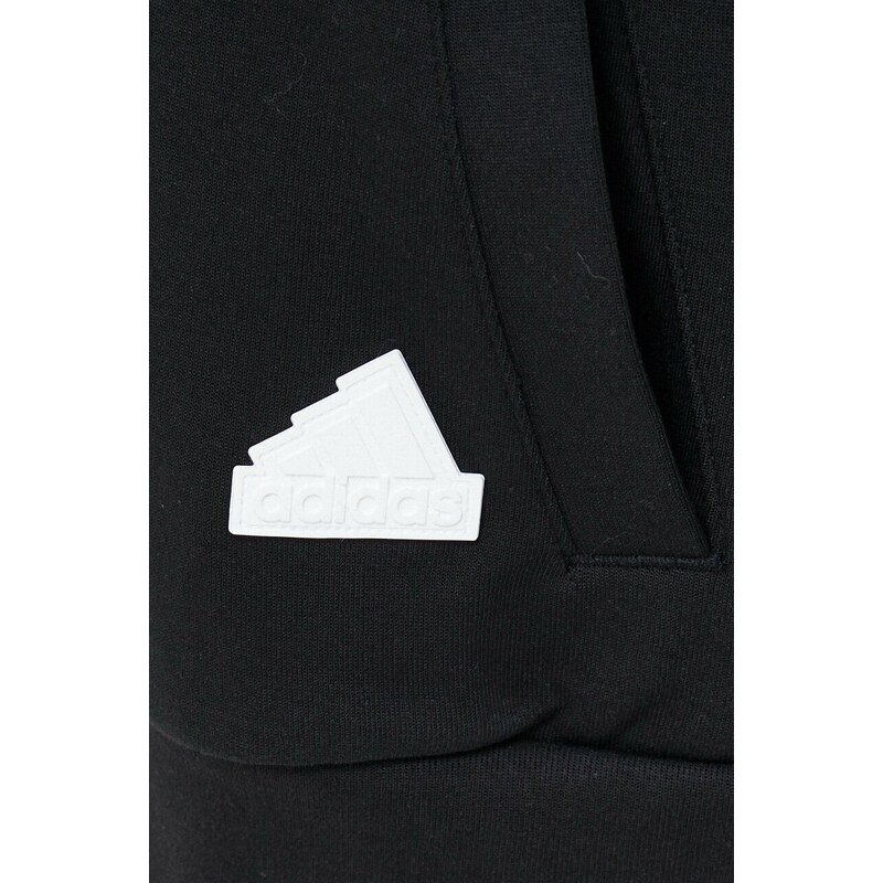 Μπλούζα adidas χρώμα: μαύρο, με κουκούλα