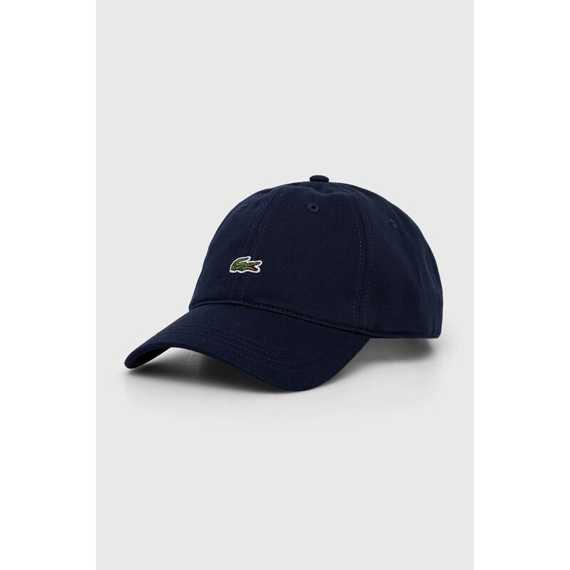 Βαμβακερό καπέλο του μπέιζμπολ Lacoste χρώμα ναυτικό μπλε