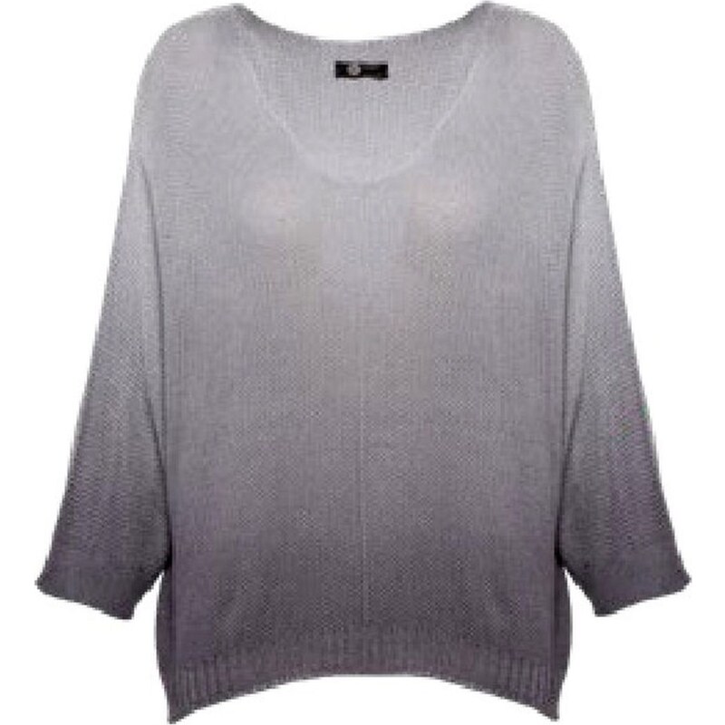 M MADE IN ITALY Γυναικεία γκρί ψιλή πλεκτή μπλούζα νυχτερίδα 33-12062R Silver, Χρώμα Γκρί, Μέγεθος M