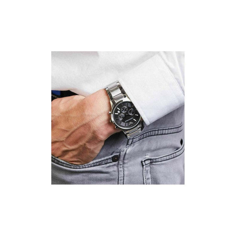Emporio Armani AR2434 Ρολόι Χρονογράφος με Μεταλλικό Μπρασελέ σε Ασημί χρώμα