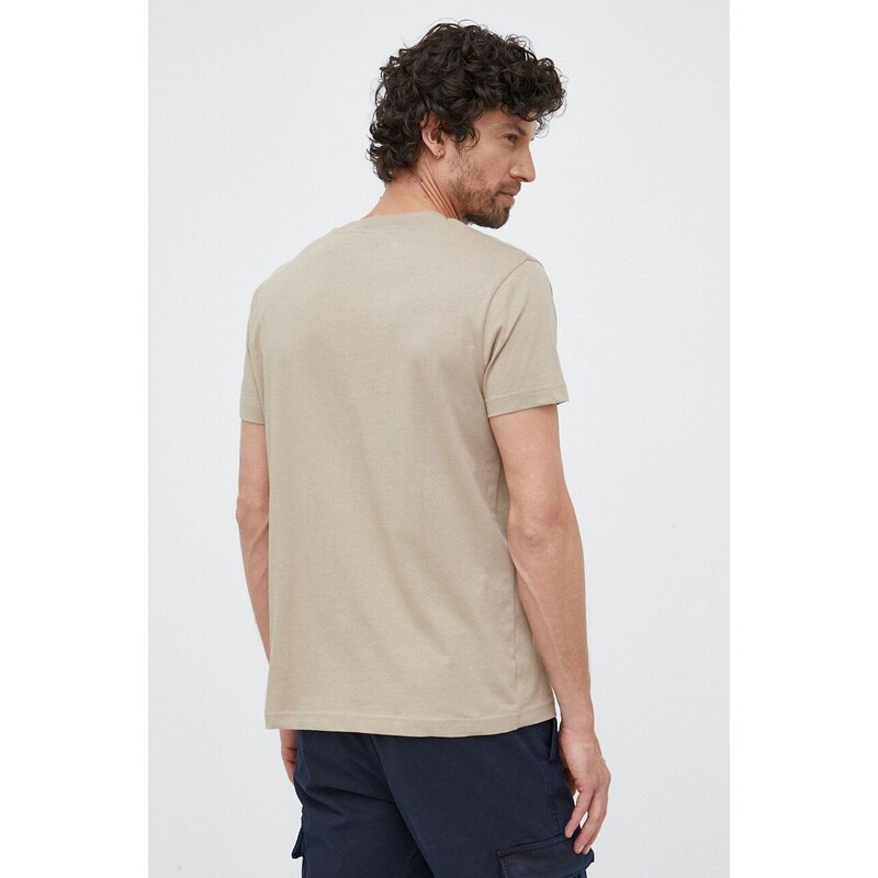 Βαμβακερό μπλουζάκι Gant ανδρικά, χρώμα: μπεζ