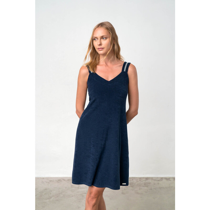 Vamp γυναικείο φόρεμα blue πετσετέ regular fit 18356