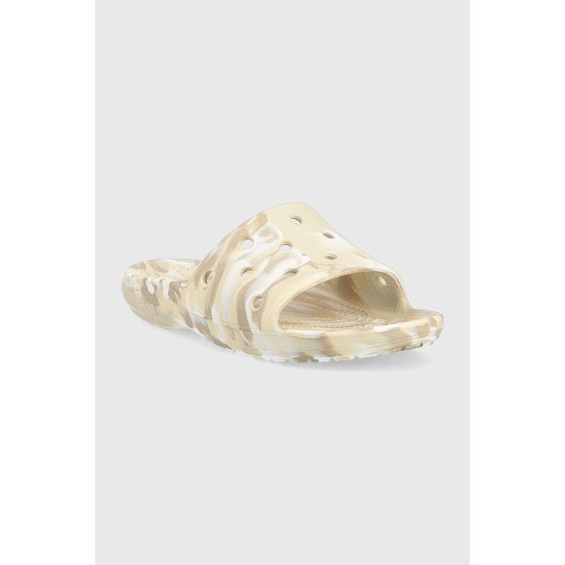 Παντόφλες Crocs Classic Marbled Slide χρώμα: μπεζ, 206879