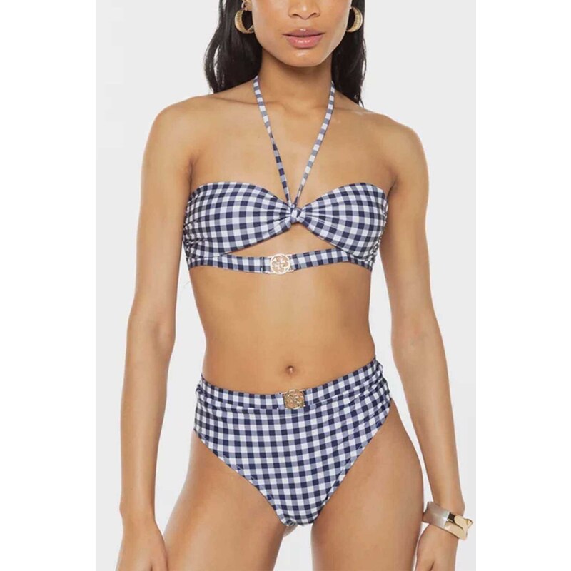 GUESS Bikini Top Bandeau W/Removable Cups E3GJ19MC04R l71k small white blue vic