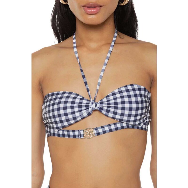GUESS Bikini Top Bandeau W/Removable Cups E3GJ19MC04R l71k small white blue vic