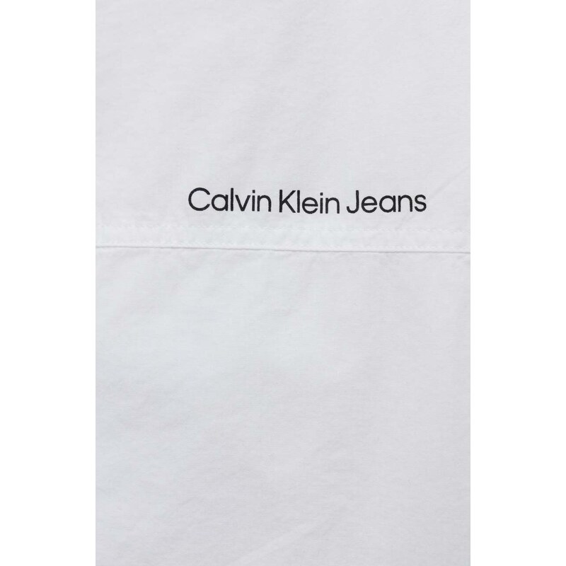 Παιδικό βαμβακερό πουκάμισο Calvin Klein Jeans χρώμα: άσπρο