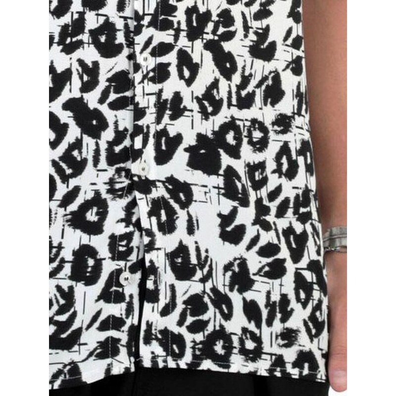 STEFAN Ανδρικό ασπρόμαυρο animal print κοντομάνικο πουκάμισο. 9523 Type, Χρώμα Ασπρόμαυρο, Μέγεθος XL