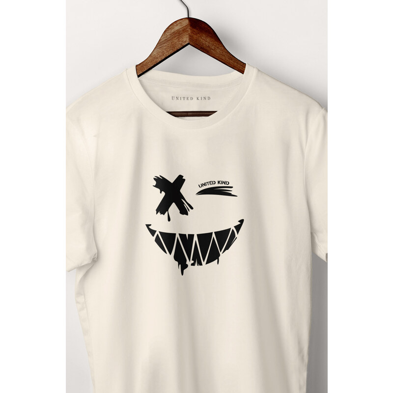 UnitedKind Angry Smiley, T-Shirt σε εκρού χρώμα