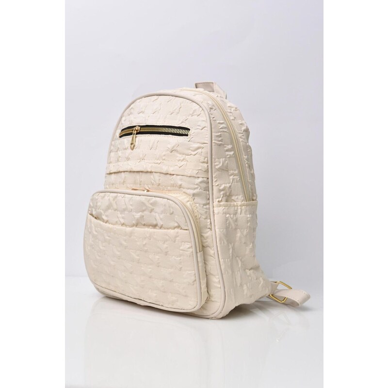 Potre Γυναικεία υφασμάτινη τσάντα backpack με χρυσό φερμρουάρ