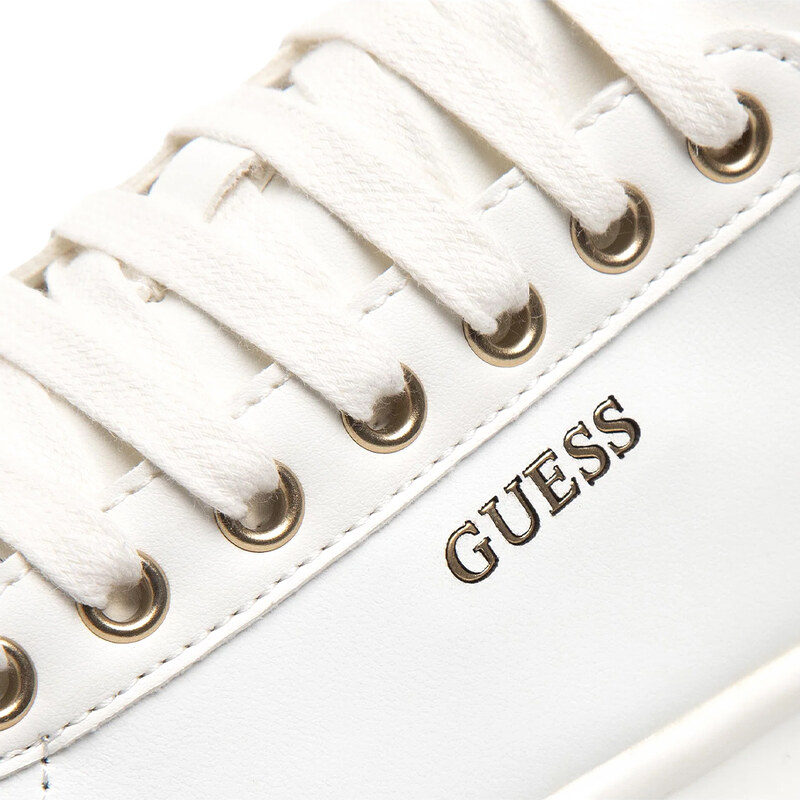 Guess Vibo Γυναικεία Ανατομικά Δερμάτινα Sneakers Λευκά (FL8VIBLEA12 WHIBR)