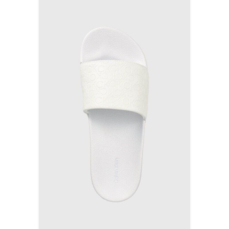Παντόφλες Calvin Klein POOL SLIDE - MONO χρώμα: άσπρο, HW0HW01624