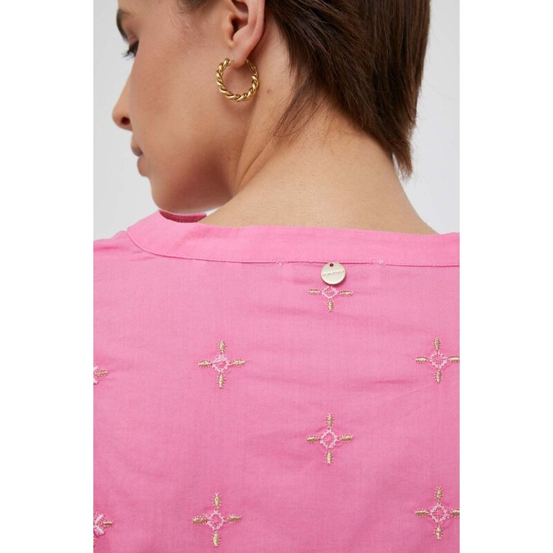 Βαμβακερή μπλούζα Rich & Royal γυναικεία, χρώμα: ροζ