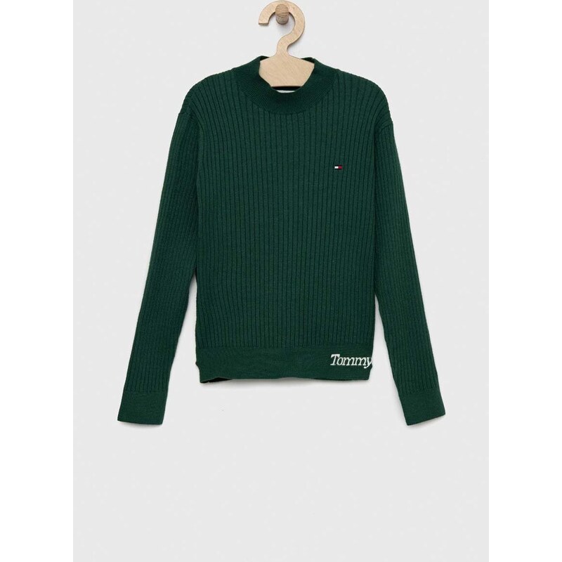 Παιδικό πουλόβερ Tommy Hilfiger χρώμα: πράσινο