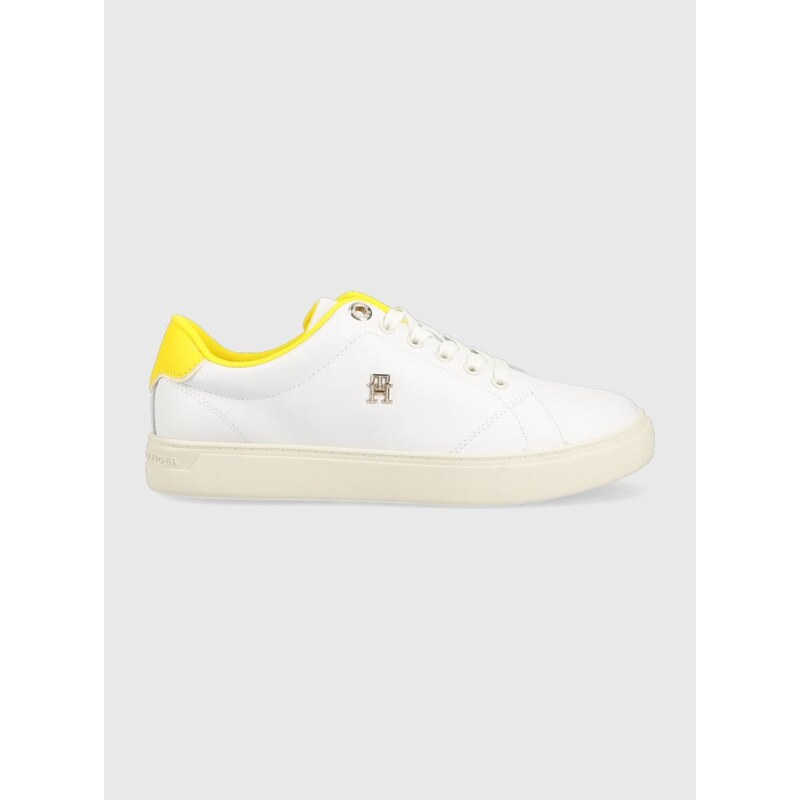 Δερμάτινα αθλητικά παπούτσια Tommy Hilfiger ELEVATED ESSENTIAL COURT SNEAKER χρώμα: άσπρο, FW0FW07377