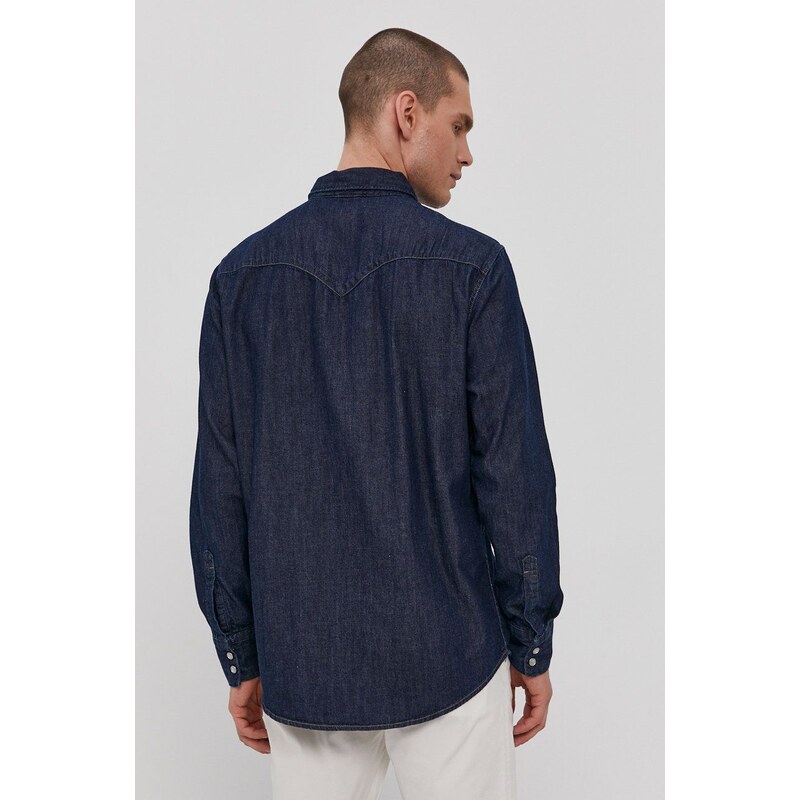 Βαμβακερό πουκάμισο Levi's ανδρικό, χρώμα: ναυτικό μπλε