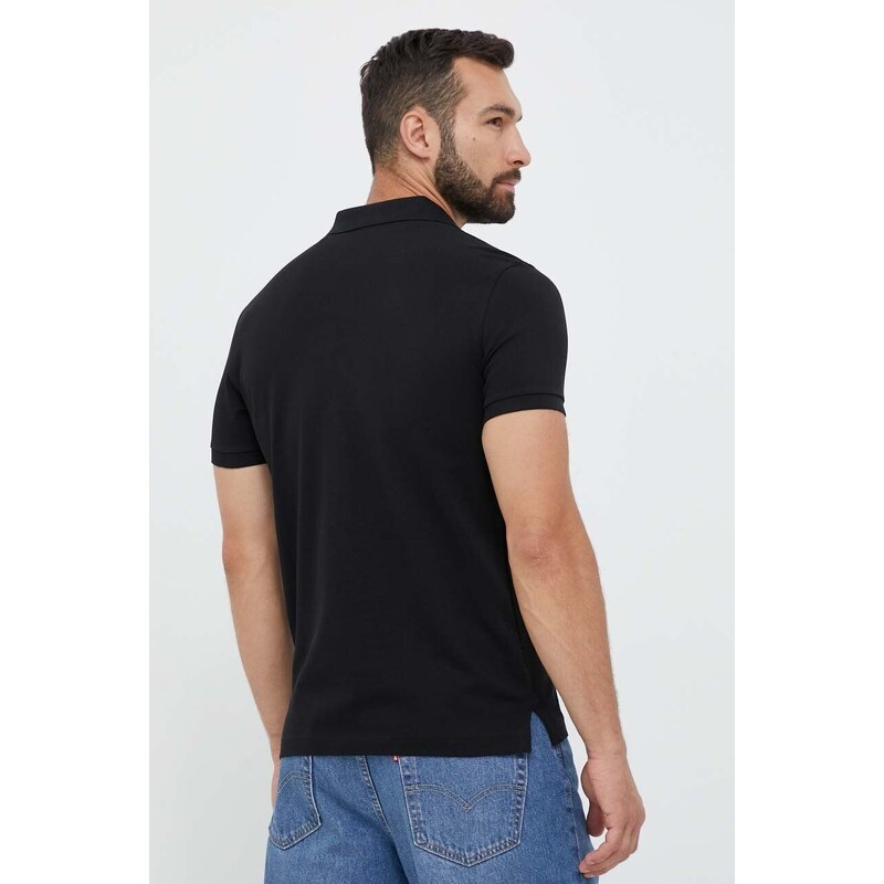 Βαμβακερό μπλουζάκι πόλο Gant χρώμα: μαύρο