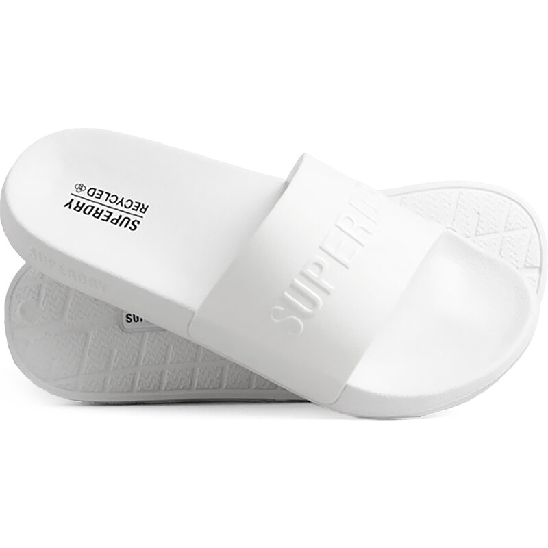 Tongues Superdry Femme - Sandales Piscine Plage Vegan Avec Logo - Modèle Pool Slide