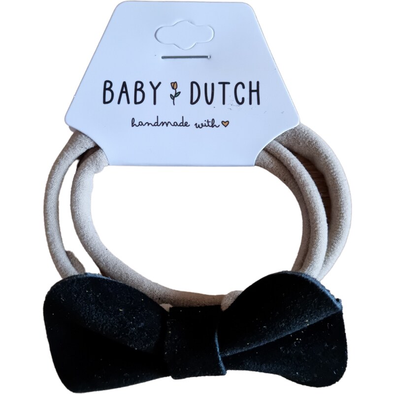 Baby Dutch Λαστιχάκι Μαλλιών με Δερμάτινο Φιόγκο Black