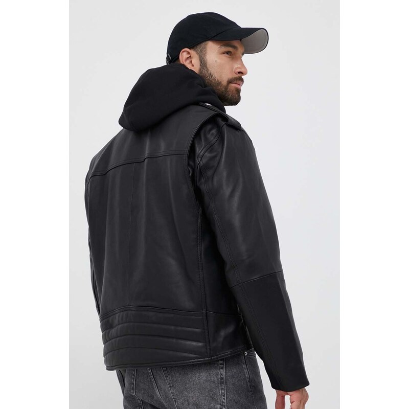 Δερμάτινο jacket Calvin Klein Jeans χρώμα: μαύρο