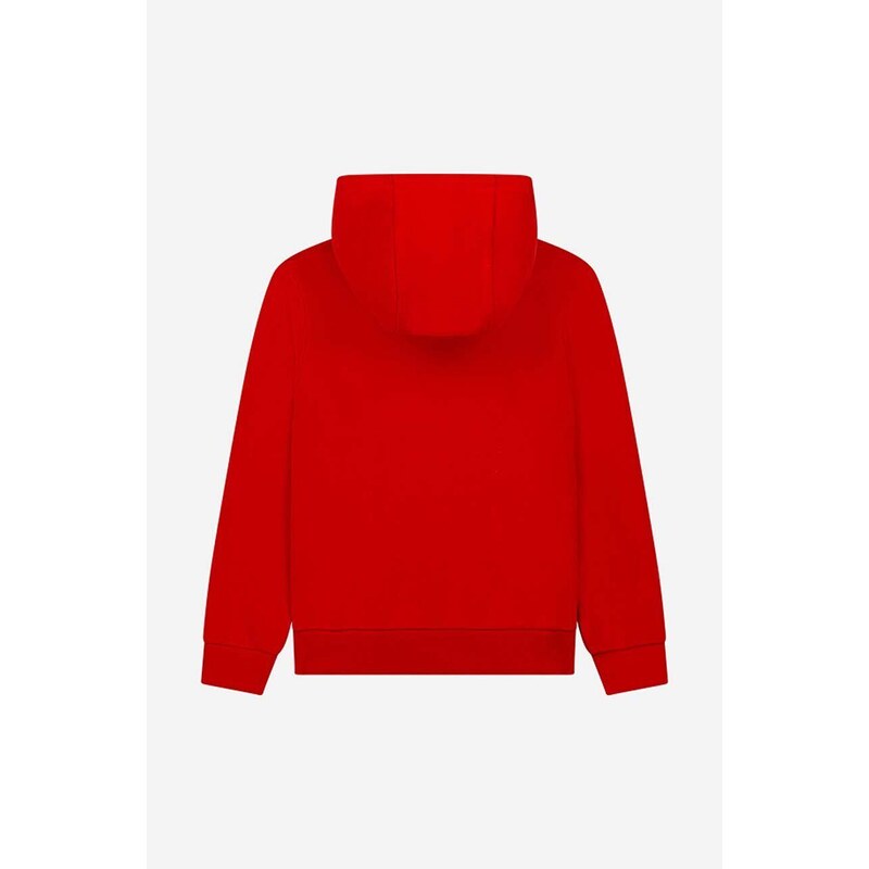Παιδική μπλούζα Timberland χρώμα: κόκκινο, με κουκούλα
