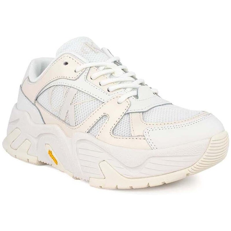 CALVIN KLEIN Sneakers Chunky Runner Vibram Lth Mix W YW0YW01063 YBR bright white/creamy white