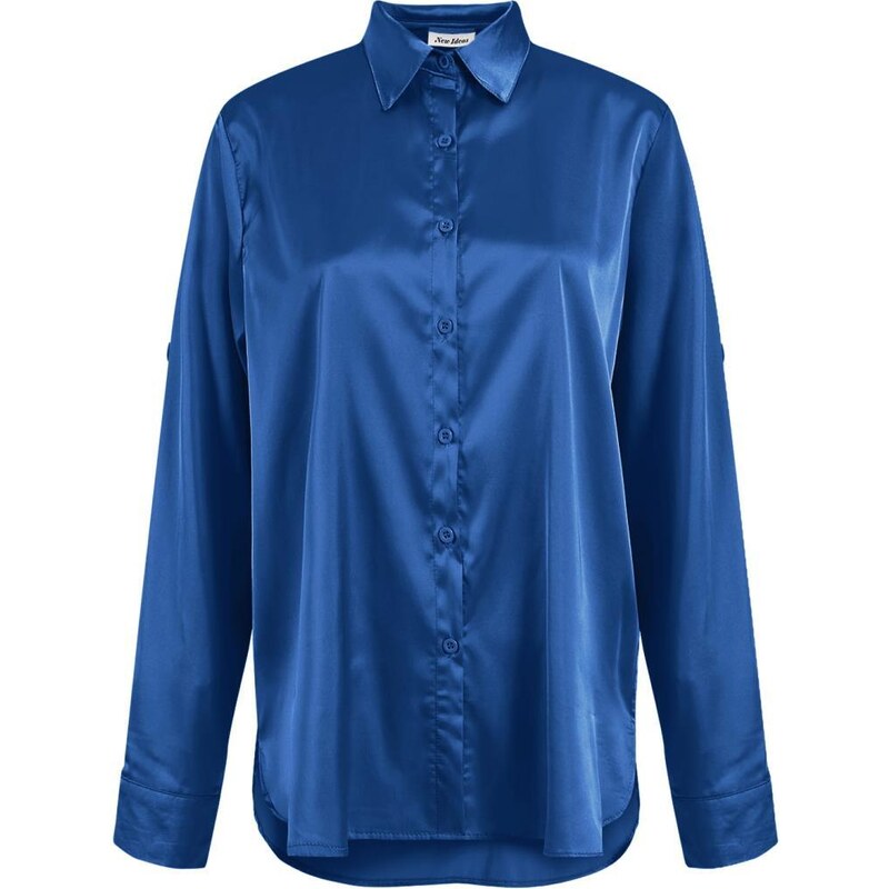 Celestino Ασύμμετρο σατέν πουκάμισο σκουρο μπλε για Γυναίκα