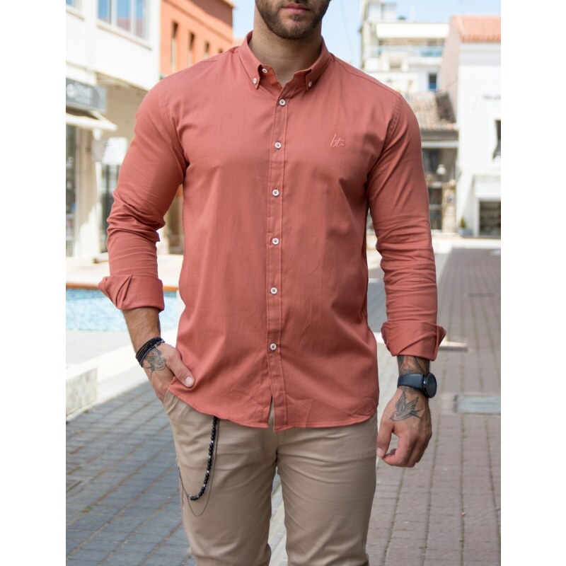Ben Tailor ανδρικό ροδακινί πουκάμισο Harmony 0395P
