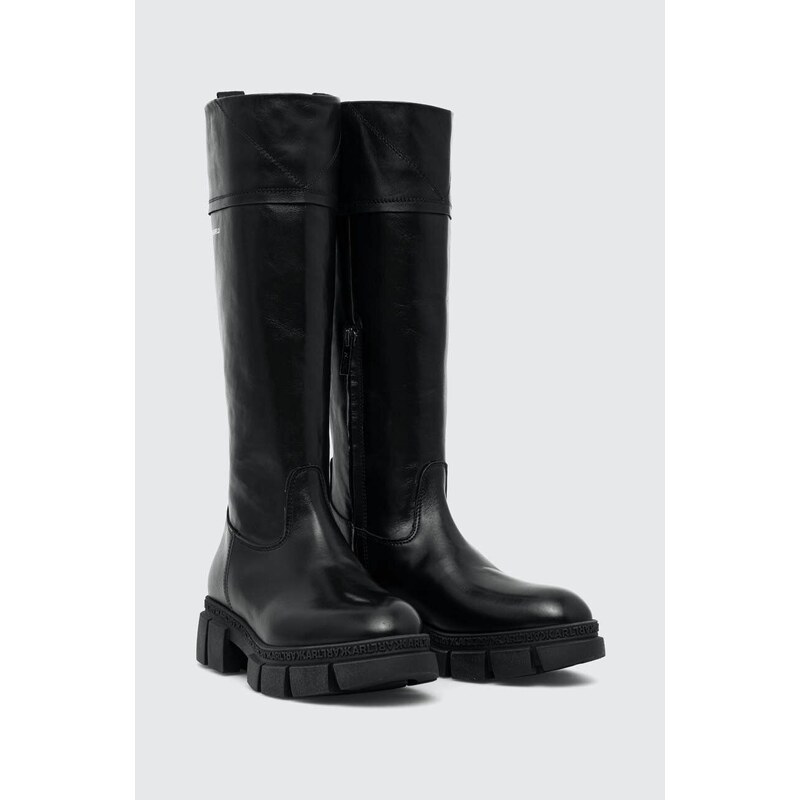 Δερμάτινες μπότες Karl Lagerfeld ARIA γυναικείες, χρώμα: μαύρο, KL43290 F3KL43290