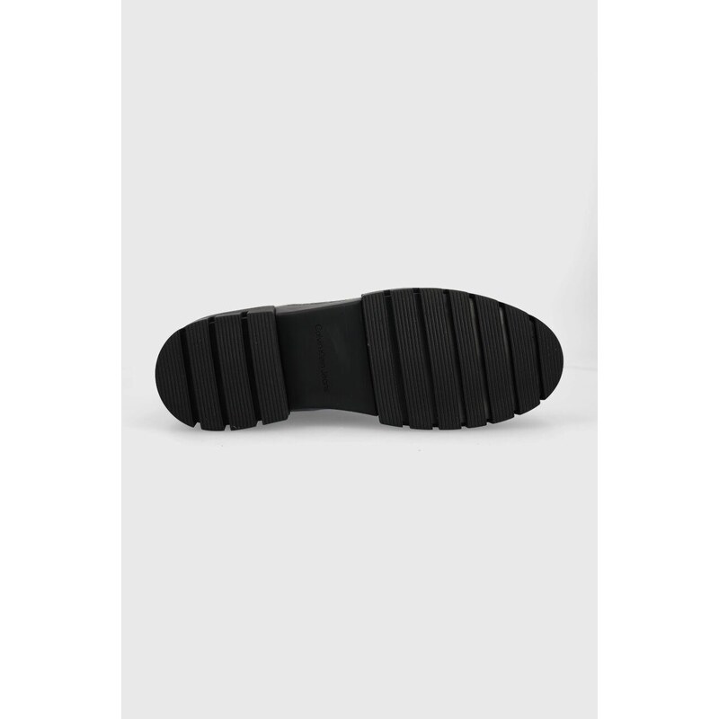 Δερμάτινα παπούτσια Calvin Klein Jeans TRANSP COMBAT MID LACEUP LTH χρώμα: μαύρο, YM0YM00755 F3YM0YM00755