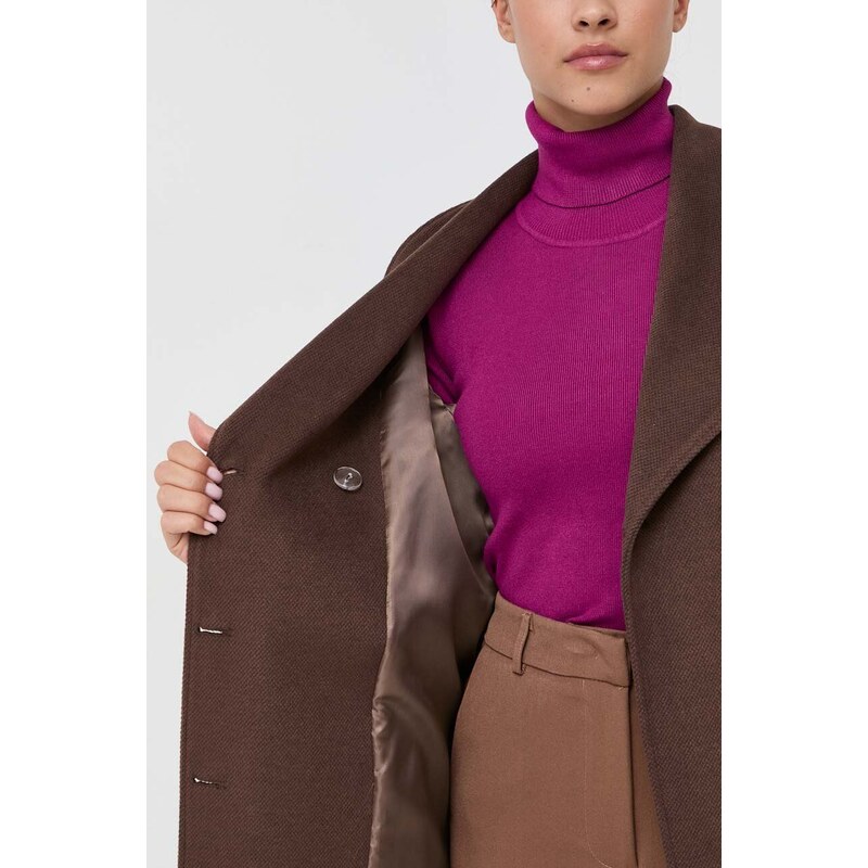 Παλτό Silvian Heach χρώμα: καφέ