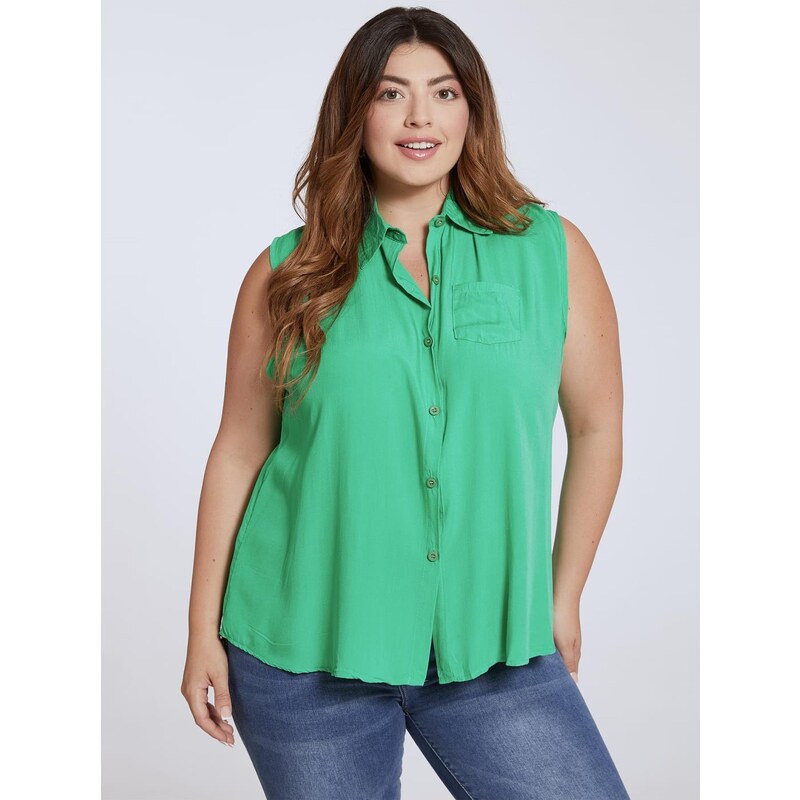 Celestino Αμάνικο πουκάμισο με τσέπη πρασινο ανοιχτο για Γυναίκα
