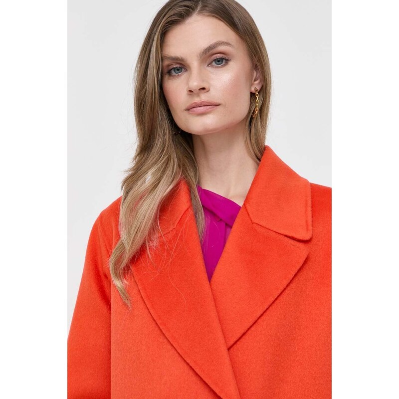 Μάλλινο παλτό Luisa Spagnoli χρώμα: πορτοκαλί