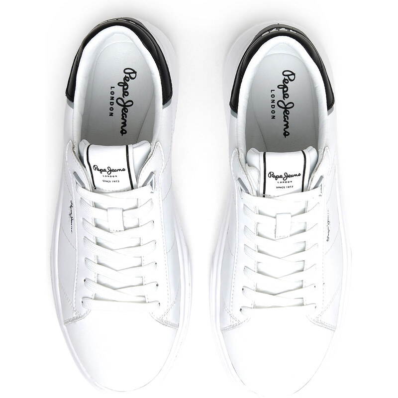 Pepe Jeans Eaton Basic White Ανδρικά Δερμάτινα Sneakers Λευκά (PMS30981 800)
