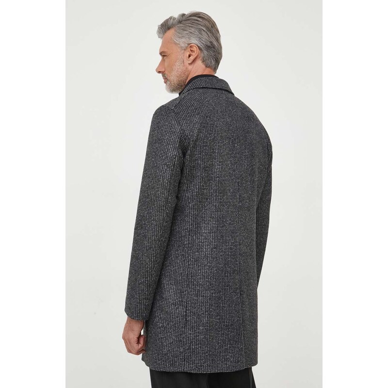 Παλτό από μείγμα μαλλιού BOSS χρώμα: μαύρο