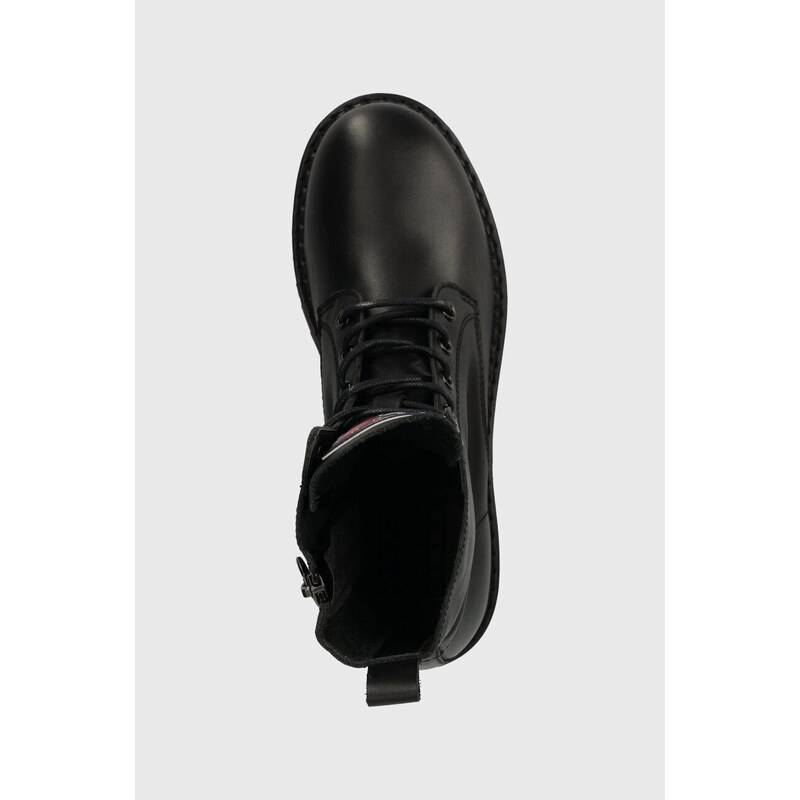 Δερμάτινα workers Tommy Jeans TJW BOOT ZIP UP χρώμα: μαύρο, EN0EN02305 F3EN0EN02305
