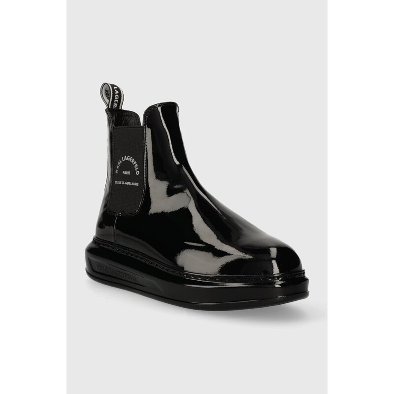 Δερμάτινες μπότες Karl Lagerfeld KAPRI KC γυναικείες, χρώμα: μαύρο, KL62540S F3KL62540S