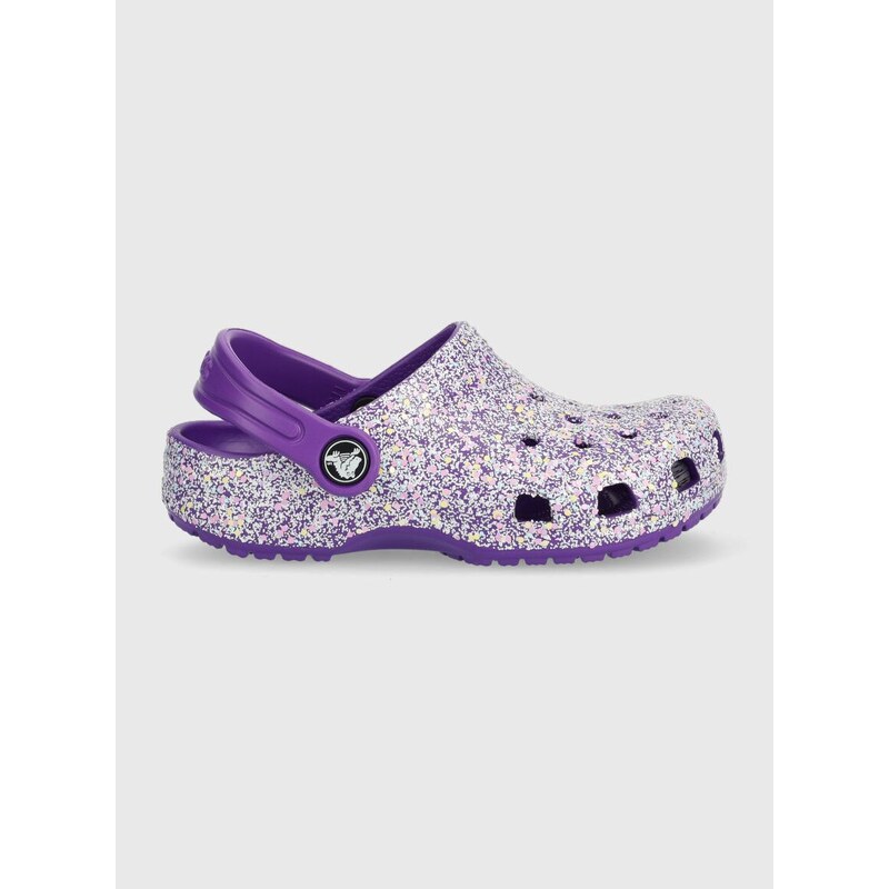 Παιδικές παντόφλες Crocs CLASSIC GLITTER CLOG χρώμα: μοβ