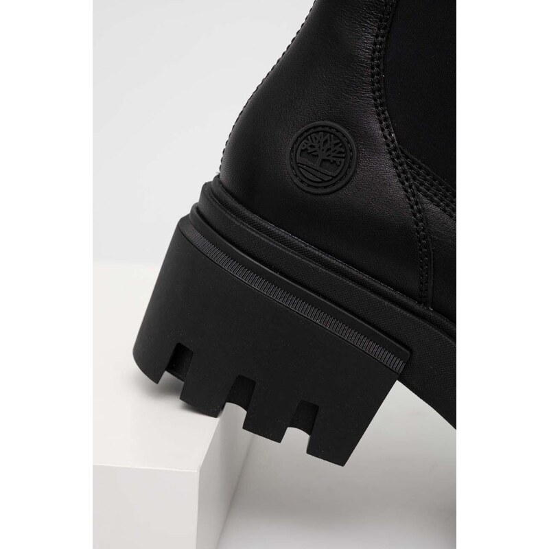 Δερμάτινες μπότες Timberland Everleigh Boot Tall γυναικείες, χρώμα: μαύρο, TB0A5YMR0151 F3TB0A5YMR0151