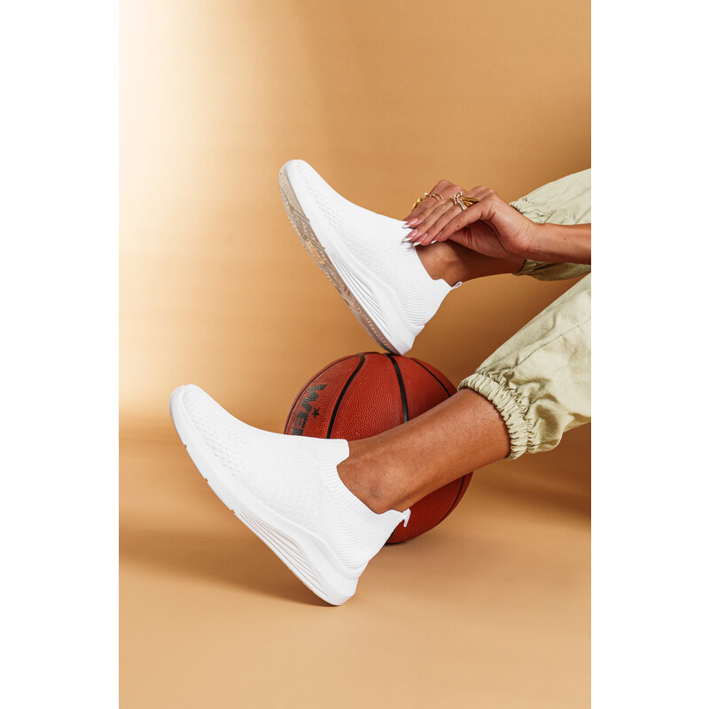 Ligglo Λευκά Slip on Sneakers σε Κάλτσα