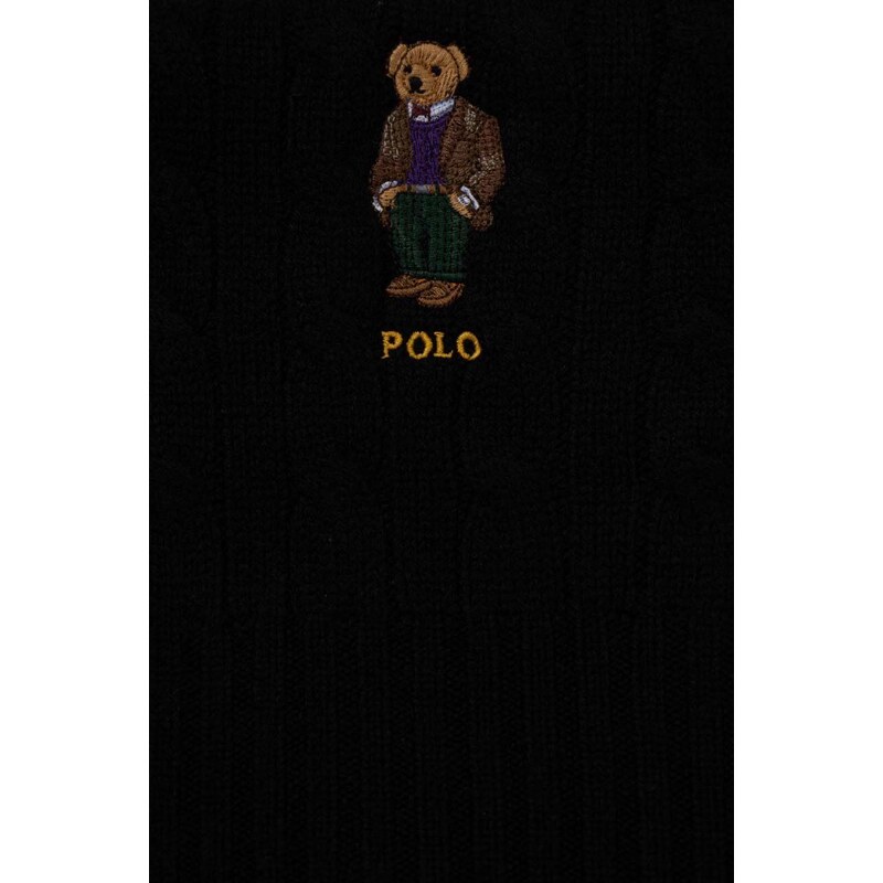 Μάλλινος σκούφος και κασκόλ Polo Ralph Lauren χρώμα: μαύρο
