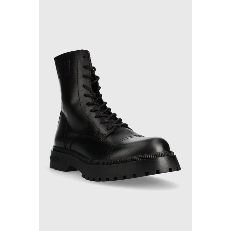 Δερμάτινα παπούτσια Tommy Jeans TJM CASUAL BOOT χρώμα: μαύρο, EM0EM01244 F3EM0EM01244