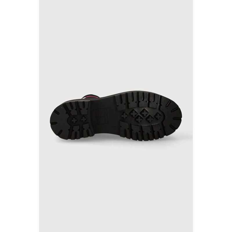 Δερμάτινες μπότες τσέλσι Tommy Jeans TJW FLATFORM CHELSEA SOCK γυναικείες, χρώμα: μαύρο, EN0EN02301 F3EN0EN02301