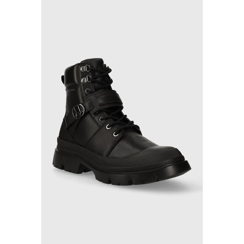 Δερμάτινες μπότες πεζοπορίας Karl Lagerfeld TREKKA MENS KC χρώμα: μαύρο, KL25256F F3KL25256F