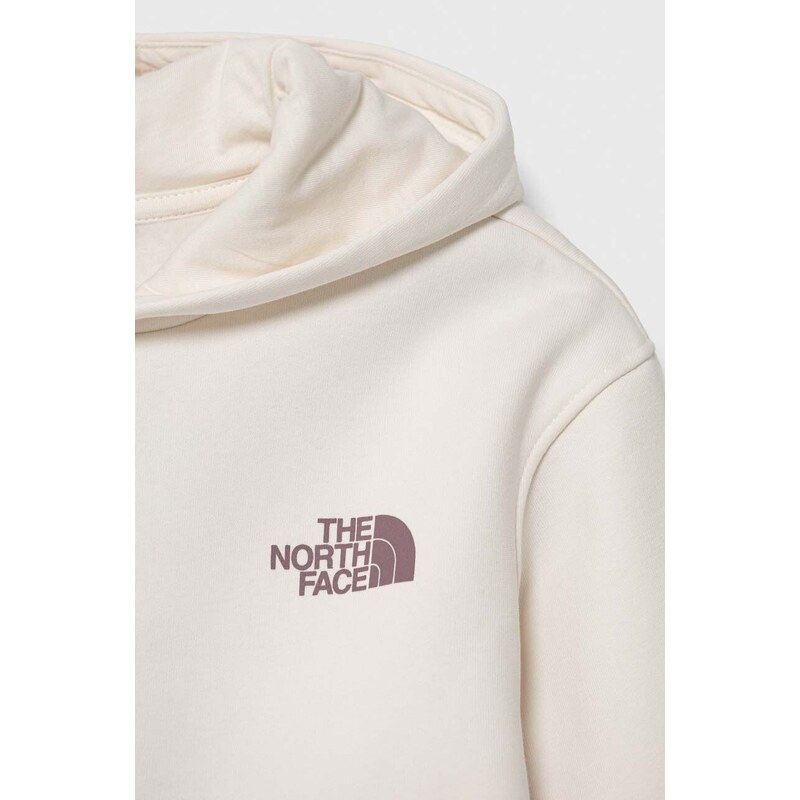 Παιδική μπλούζα The North Face G VERTICAL LINE HOODIE χρώμα: μπεζ, με κουκούλα