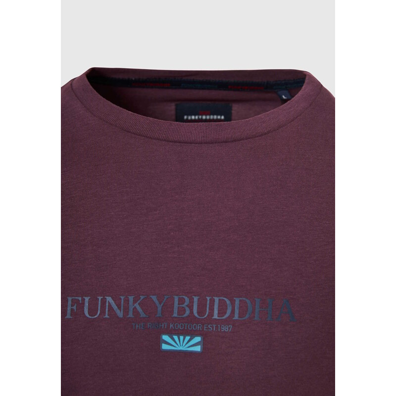 Ανδρικό Φούτερ με Τυπωμένο Logo Funky Buddha FBM008-001-07 BERRY